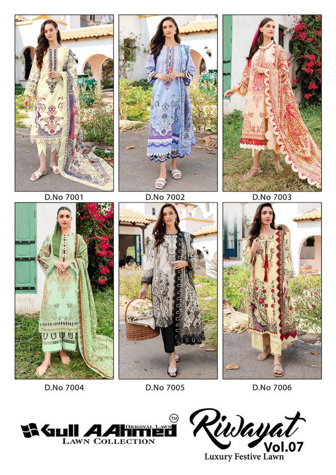 Riwayat Vol 7 By Gull A Ahmed Lawn Cotton Pakistani Dress Material Suppliers In India
